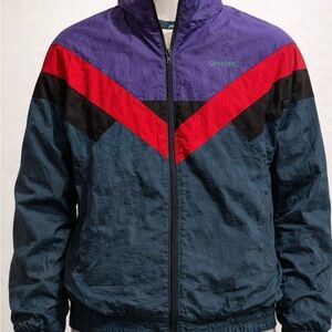 Vintage Spalding Windbreaker Jacket Men’s XL 90s Colorblock Nylon Retro